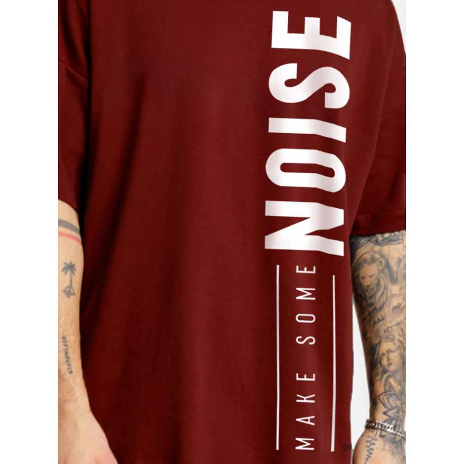 De Tees Men's Oversize T-shirt | M-OST-MAROON-MAKE-SOME-NOISE | Maroon - XXL