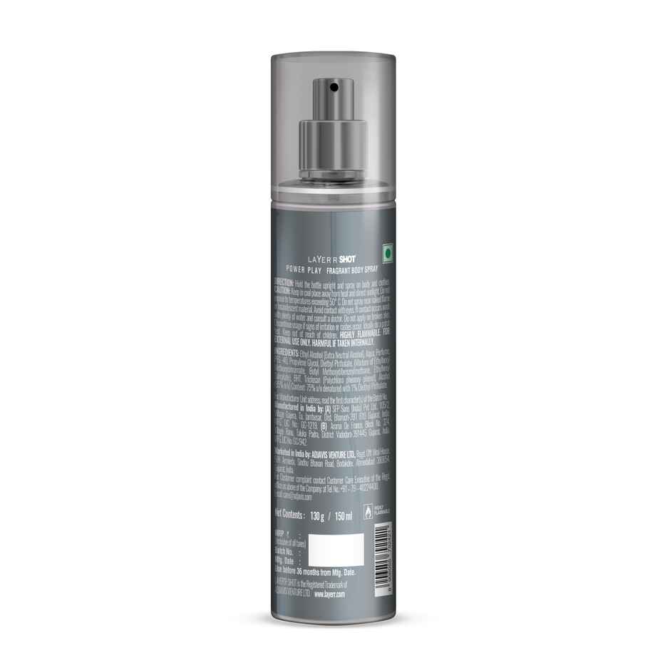 Layer'r Shot Power Play Deodorant Body Spray for Men Fresh Long Lasting Perfume 150 ml