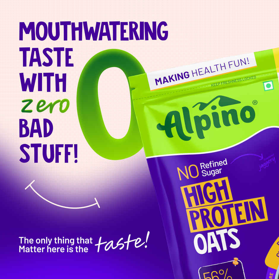 Alpino 25g High Protein Oats Dark Chocolate with Dry Fruit Nut & Seed Mix | No Refined Sugar & Salt