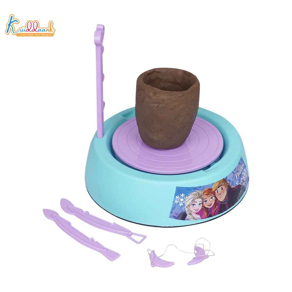 Kriiddaank Disney Frozen Pottery Wheel Kit DIY Battery Operated Painting Set with Clay and Tools