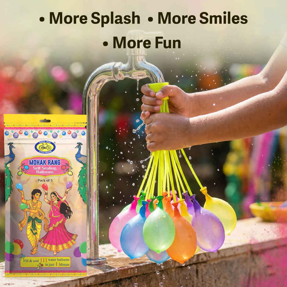 Mohak Rang Holi Self Sealing Water Balloons | Pack of 111 | Cycle