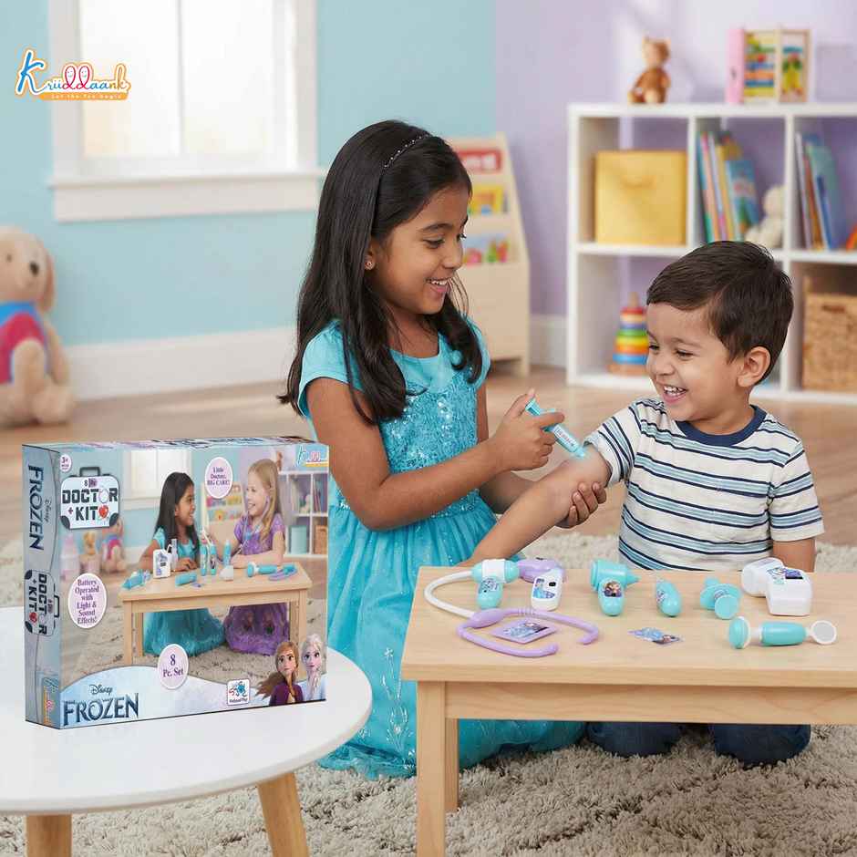 Kriiddaank Disney Frozen Medical Kit with Stethoscope, Syringe & Accessories (8 Pcs) Non Electric