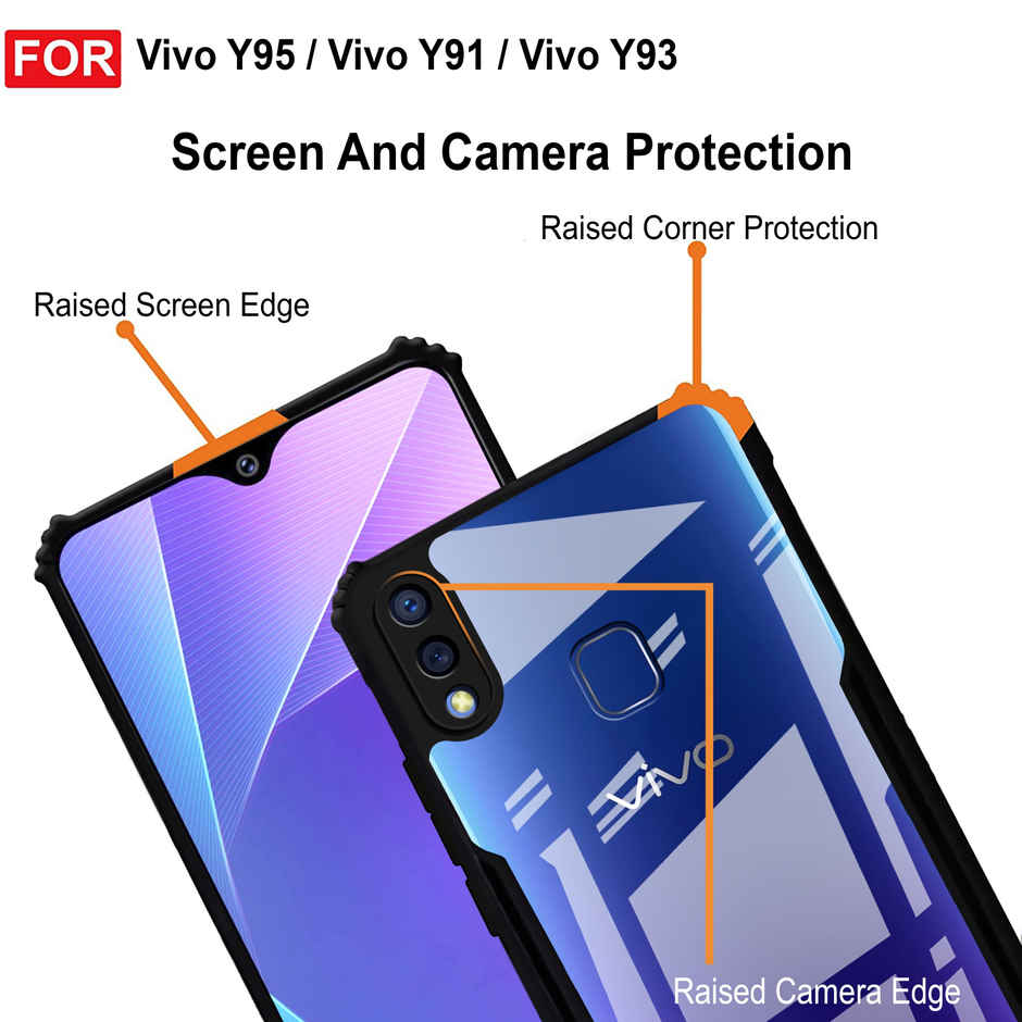 Zapcase Back Cover for Vivo Y95, Vivo Y93, Vivo Y91 | Matte-Black