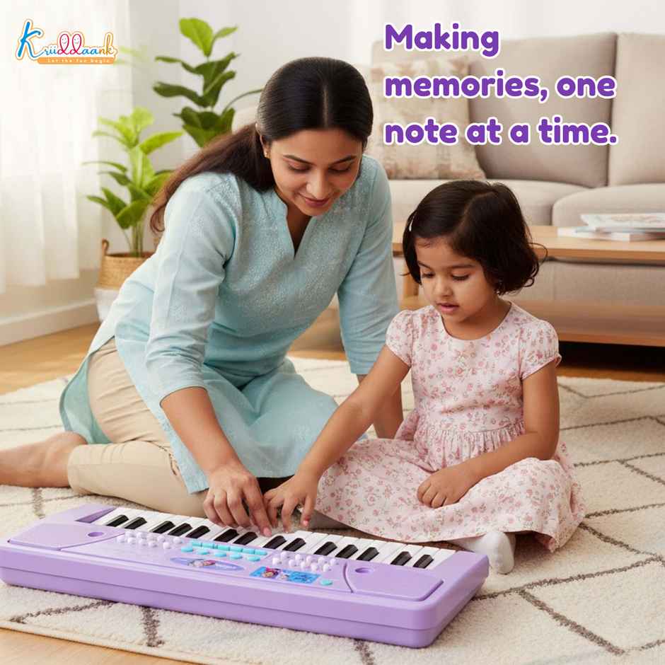 Kriiddaank Frozen Keyboard Piano 37 Keys Instrument Sounds, Microphone, Demo Light MusicToy