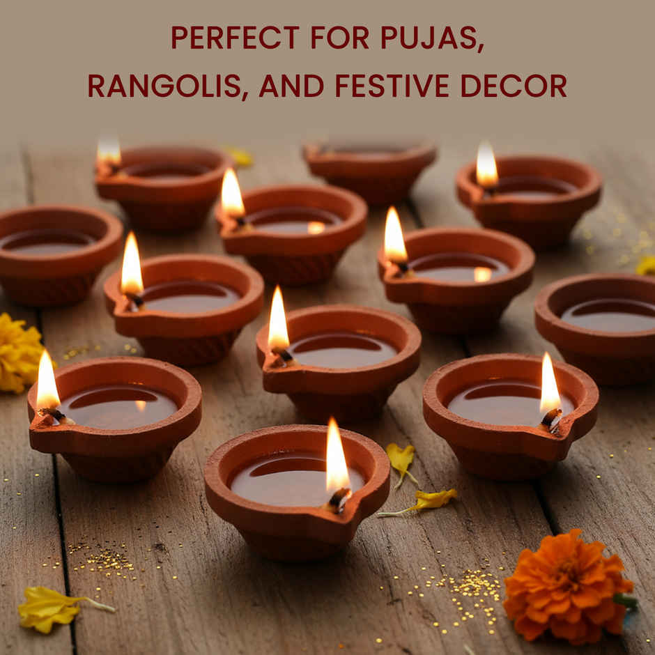 Navin Handmade Mitti Diya | Kacha Diya | Traditional | Clay | Pack Of 12 | Cycle