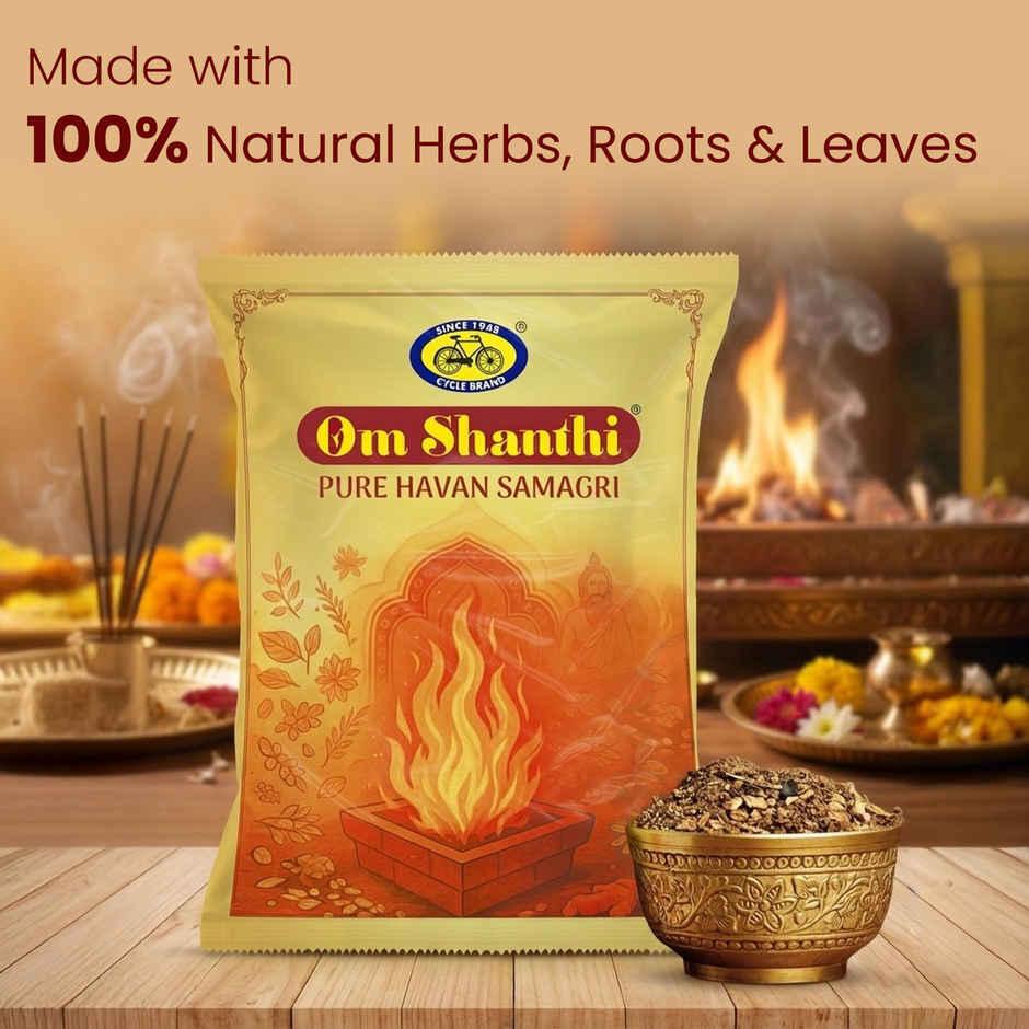 Pure Om Shanthi Havan Samagri | Premium Puja & Ritual Blend for Sacred Offerings | Cycle