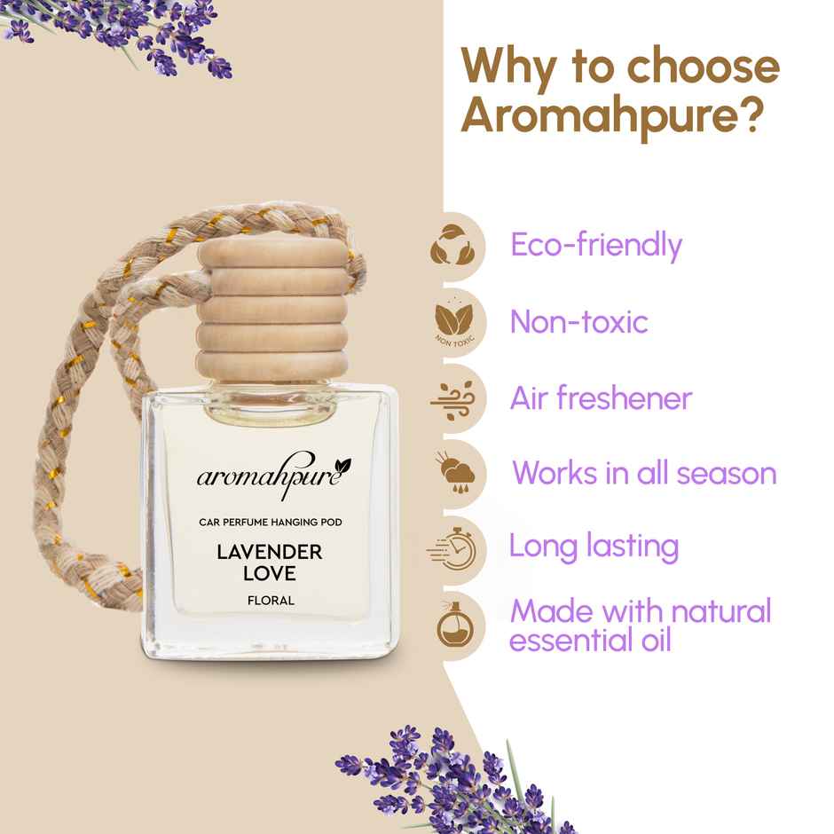 Aromahpure Premium Car Air Freshener Hanging Pod | Lavender | Last Upto 30 Days Pack Of 3