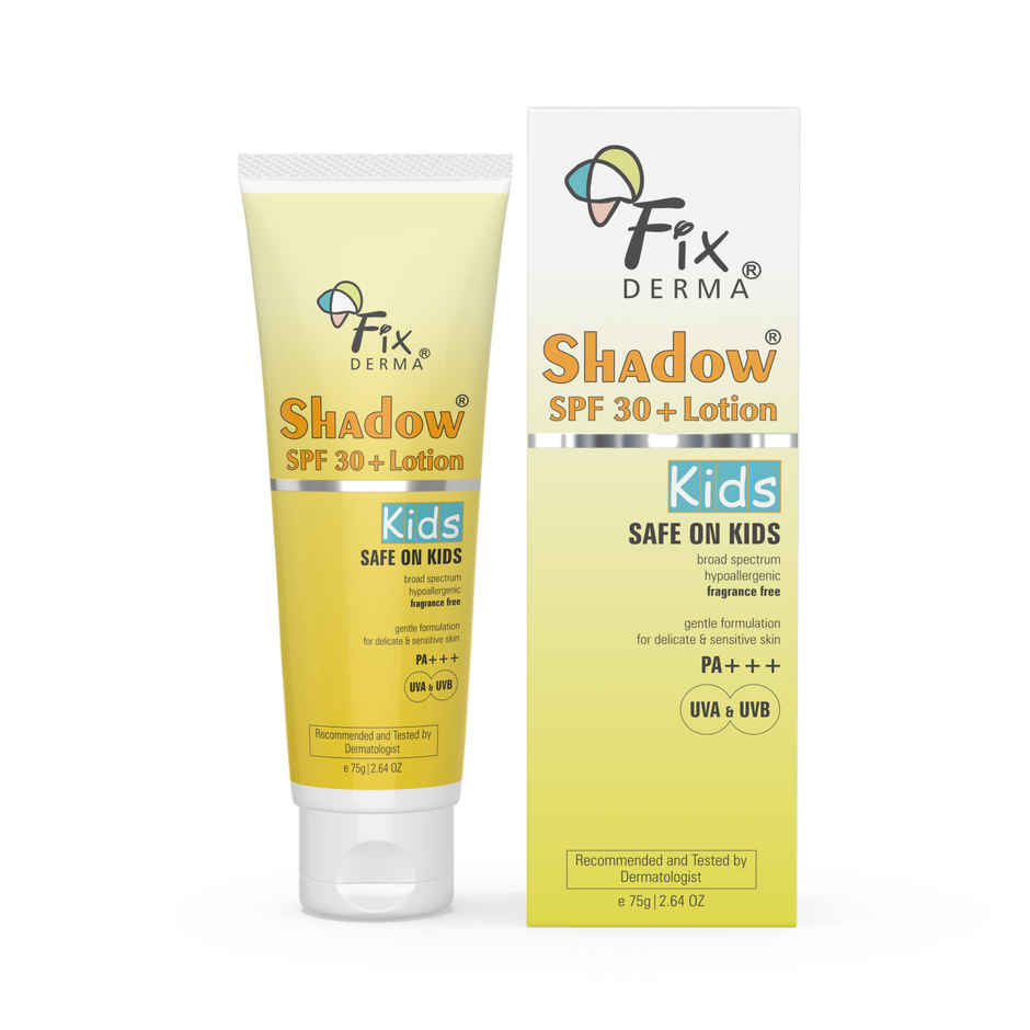 Fixderma Shadow Kids Sunscreen SPF 30+ PA+++ Lotion, Lightweight, UVA-UVB Protection