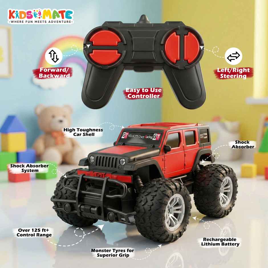 Kidsmate Jumbo SUV Remote Control Car for Kids | Red & Black