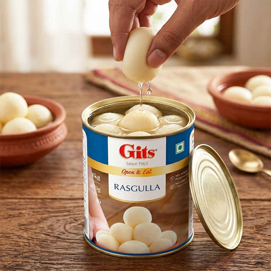 Gits Rasgulla Open & Eat Tin | Soft & Juicy