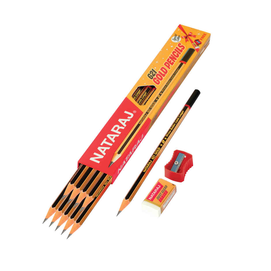Nataraj 621 Special Edition Gold Pencils | Ergonomic Grip | Easy to Sharpen & Erase | Bold Lead