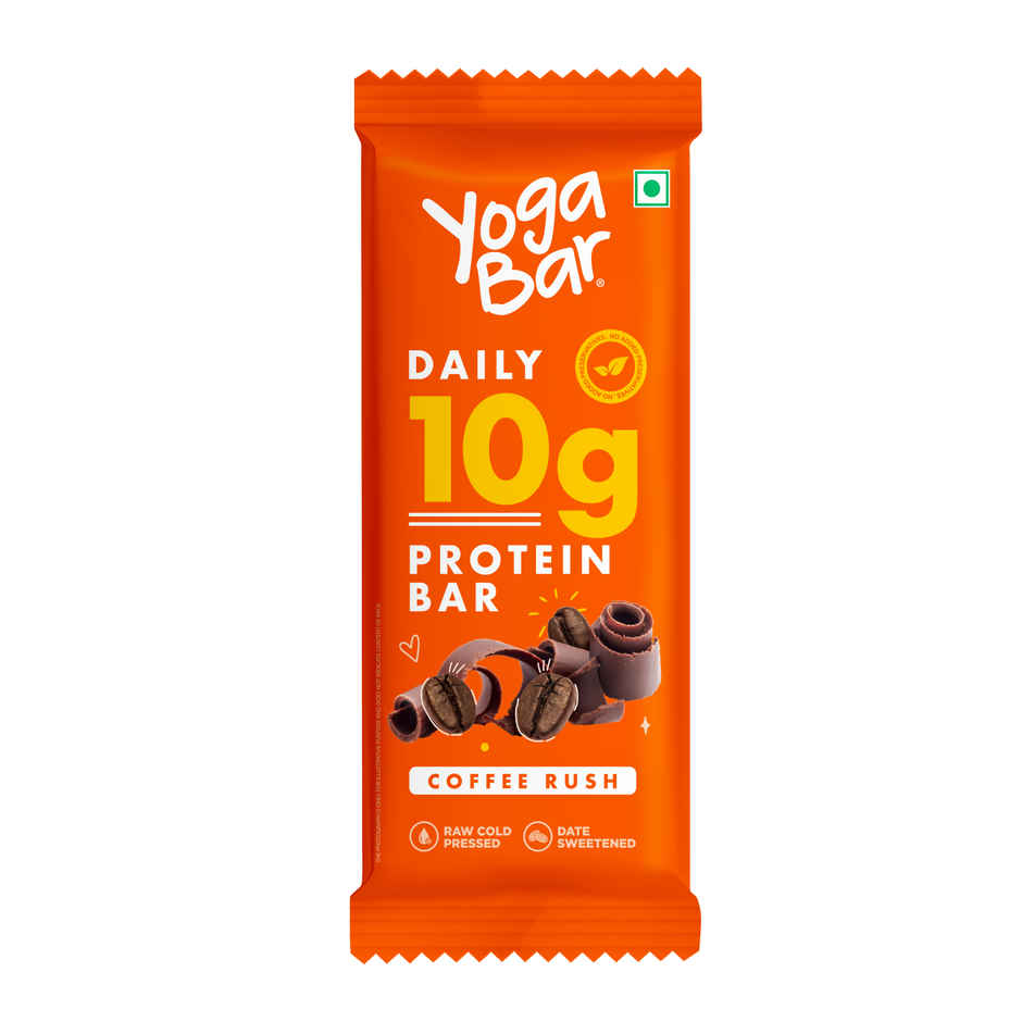 Yogabar 10 grams Protein Bars, Coffee Rush, Protein Blend & Premium Whey