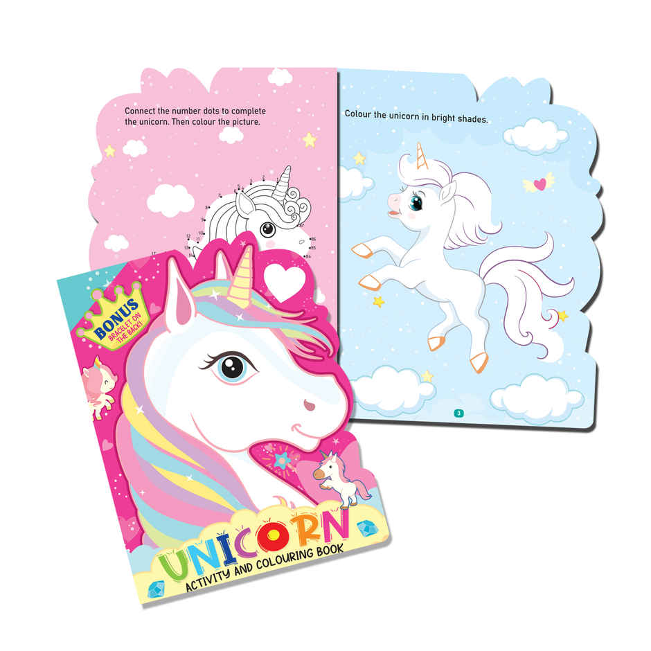 Dreamland Unicorn Activity and Colouring Book Die Cut Shape 48 Pages
