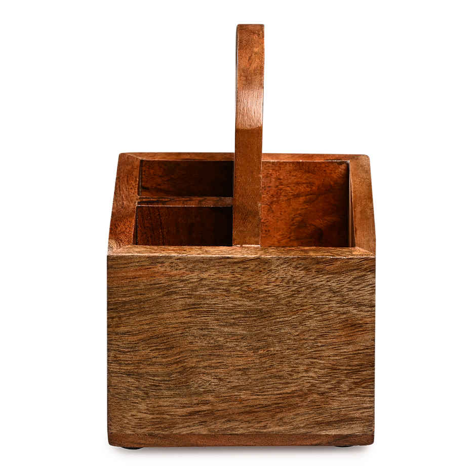 Estoria Collective Acacia Wooden Cutlery Holder 3 Partition