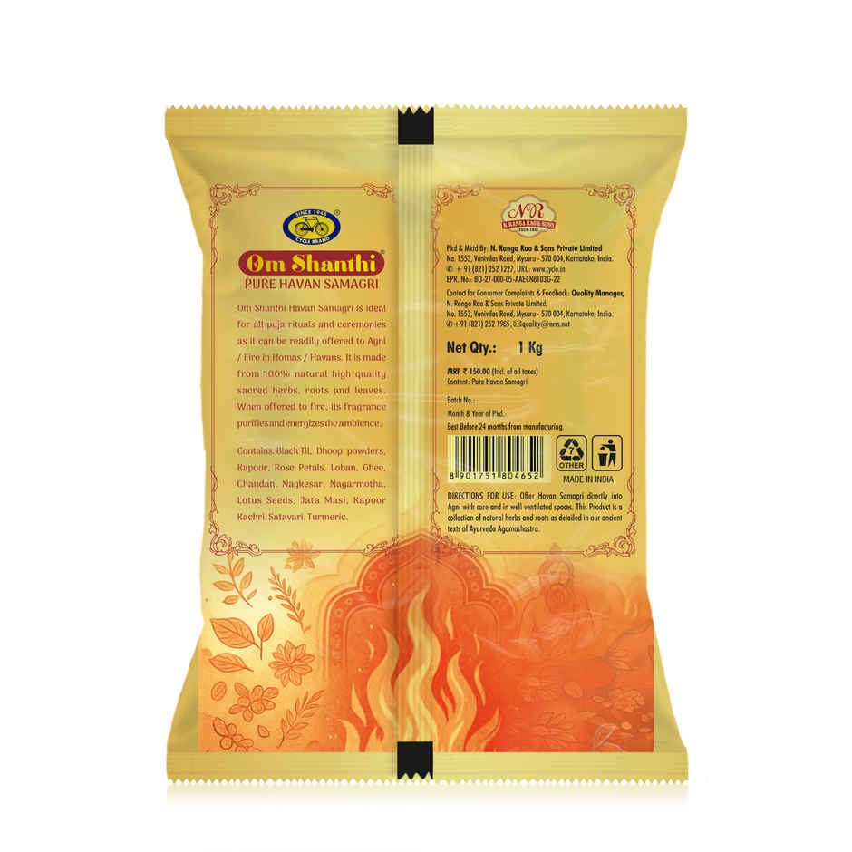 Pure Om Shanthi Havan Samagri | Premium Puja & Ritual Blend for Sacred Offerings | Cycle