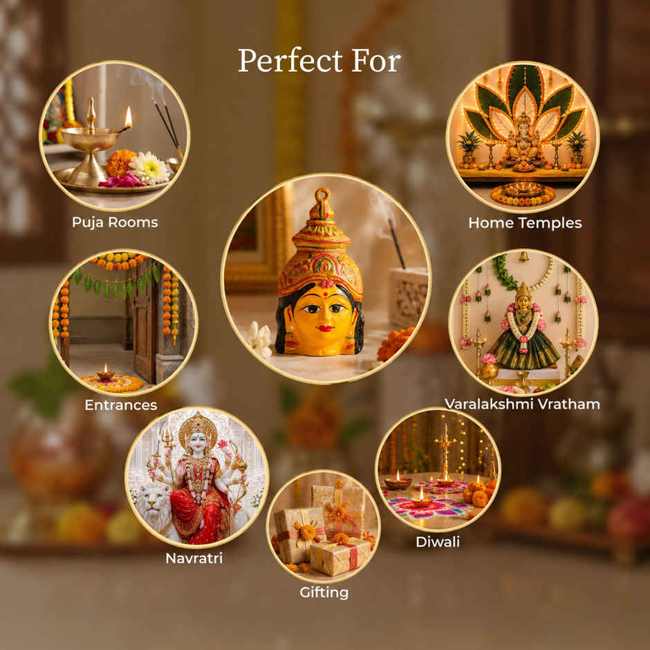 Varamahalakshmi 6 inch Aluminium Idol | Decorative Goddess Face for Pooja
