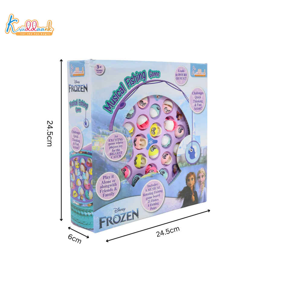 Kriiddaank Disney Frozen Musical Fishing Game with 21 Fishes 4 Rods and Rotating Catching Board