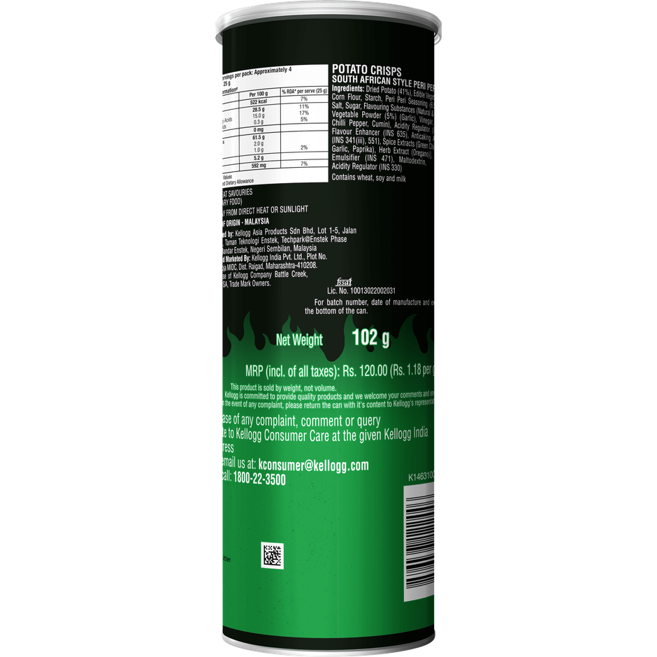 Pringles Potato Chips Peri Peri Flavour