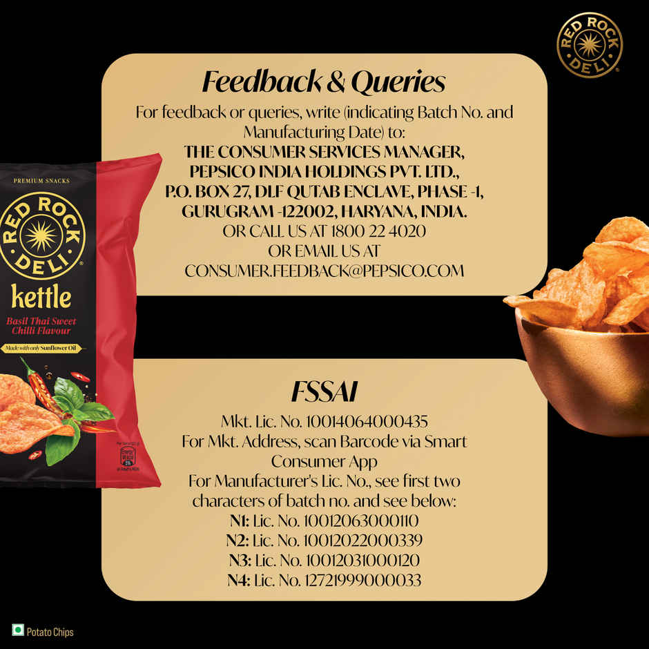 Red Rock Deli Kettle Chips Basil Thai | No Palm Oil Snacks