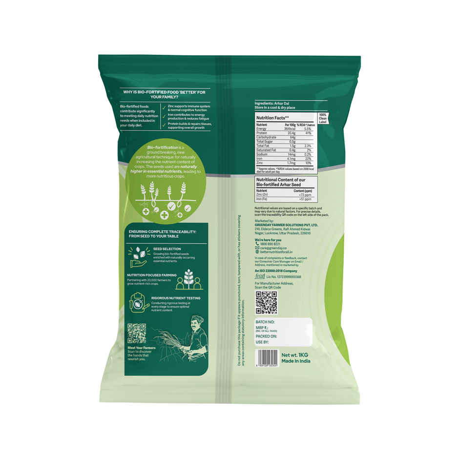 Better Nutrition Biofortified Arhar Dal | High Protein | Rich in Iron & Zinc