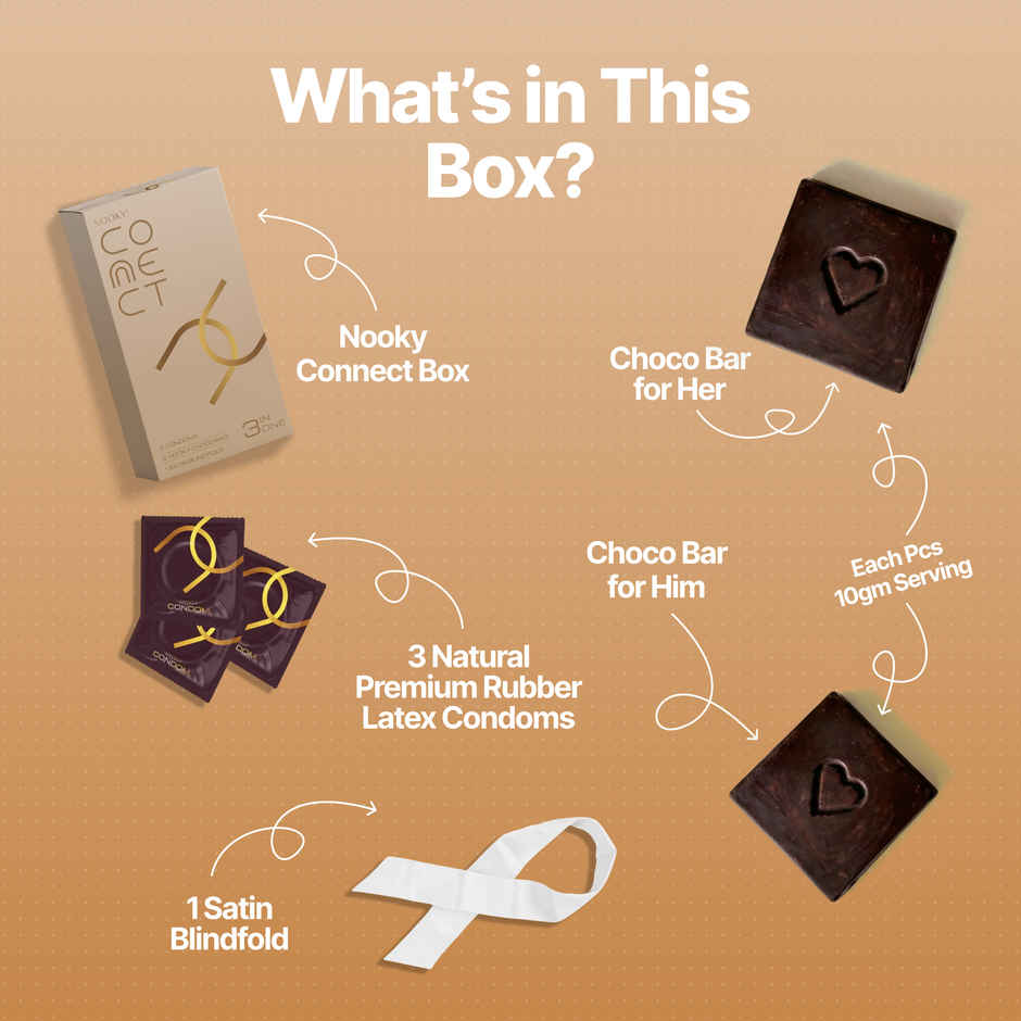 Nooky Connect 3 in 1 Condom Intimacy Kit Condoms Chocolates Satin Blindfold Couple Gift