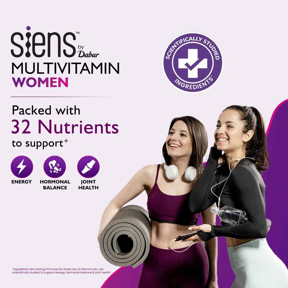 Siens By Dabur Multivitamin For Women, 32 Nutrients To Support Overall Health 30 Capsules
