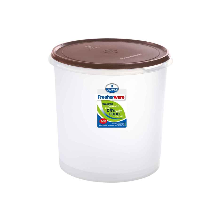 Joyo Fresherware Round Plastic Containers|Bpa Free|For Rice, Dal, Atta & Flour-15 Ltr-Assorted