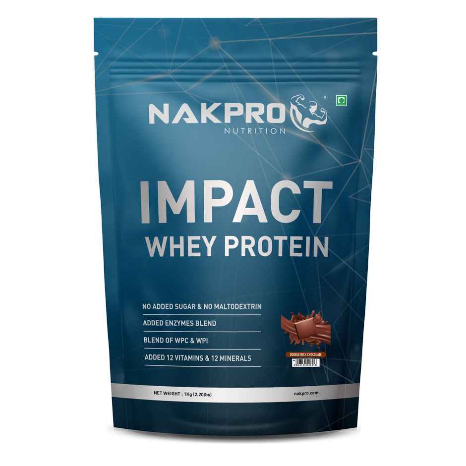 Nakpro Impact Whey Protein Genuinely Authentic Supplement Powder - Double Rich Chocolate Flavour