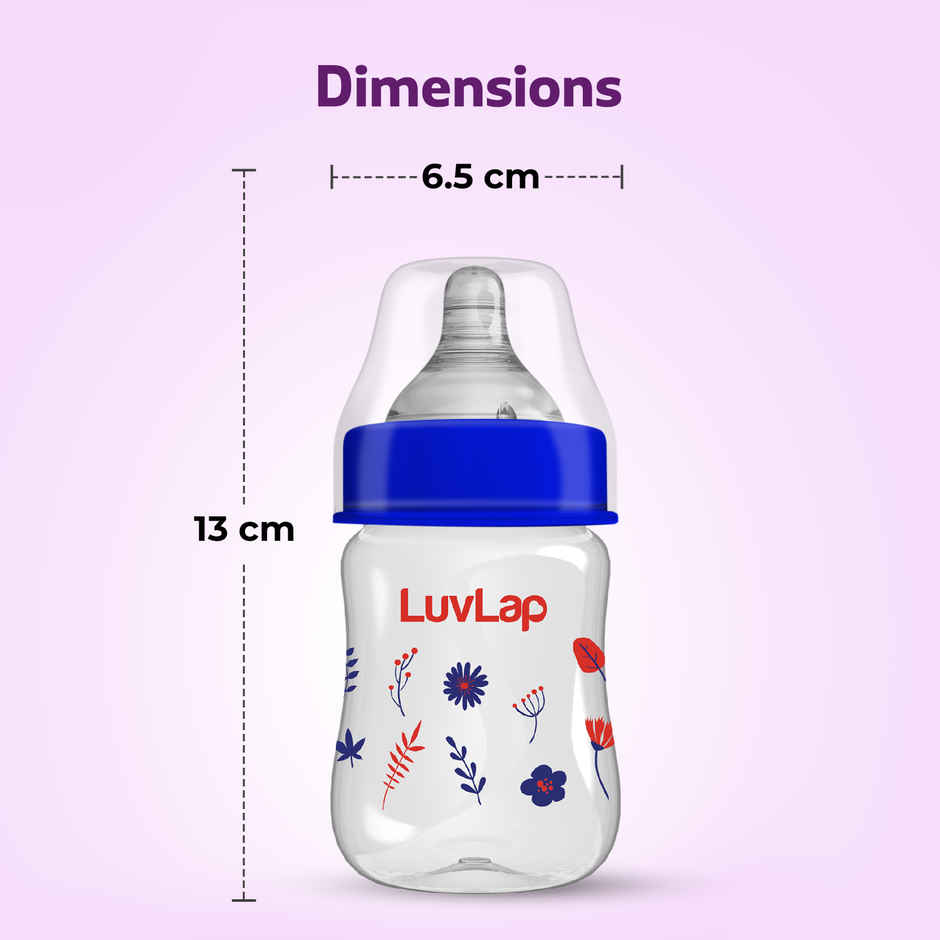 Luvlap Anti Colic Wide Neck Natura Flo Baby Plastic Feeding Bottle | Floral BPA Free | 150 ml