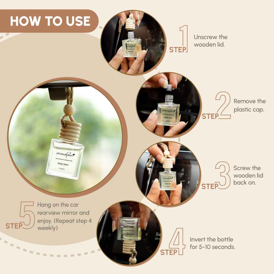 Aromahpure Premium Car Air Freshener Hanging Pod | Rose Fragrance | Last upto 30 Days