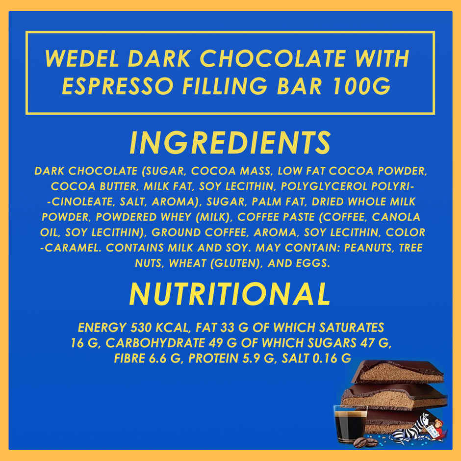 Wedel Dark Chocolate With Espresso Filling Bar