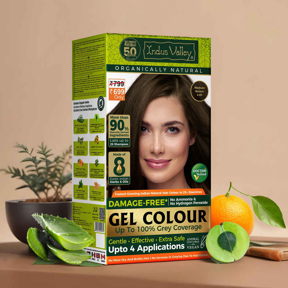 Indus Valley Cosmetics Gel Hair Colour for Women & Men | Ammonia & PPD Free | Medium Brown