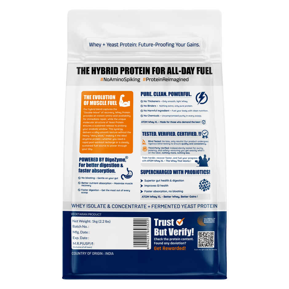 As-It-Is Nutrition ATOM Whey Protein XL | With DigeZyme & Fermented Yeast Protein | Irish Chocolate