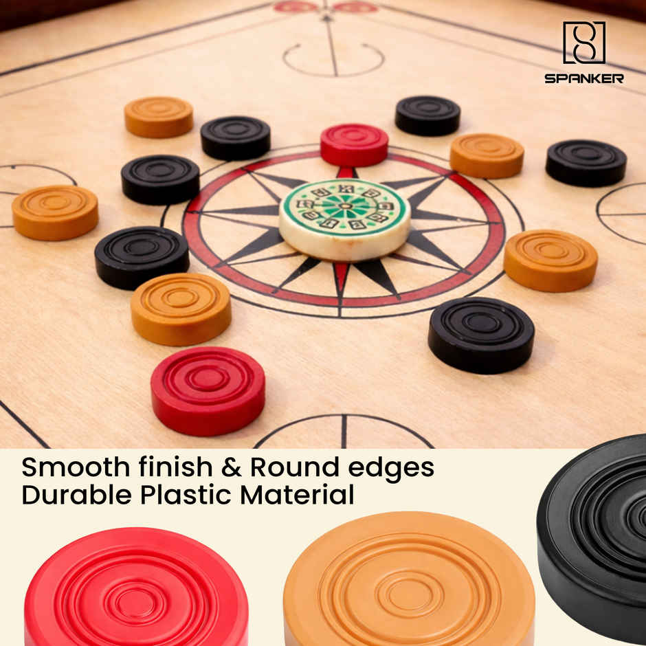 Spanker Sports Plastic Carrom Playing Coins Set with 1 Striker & Powder