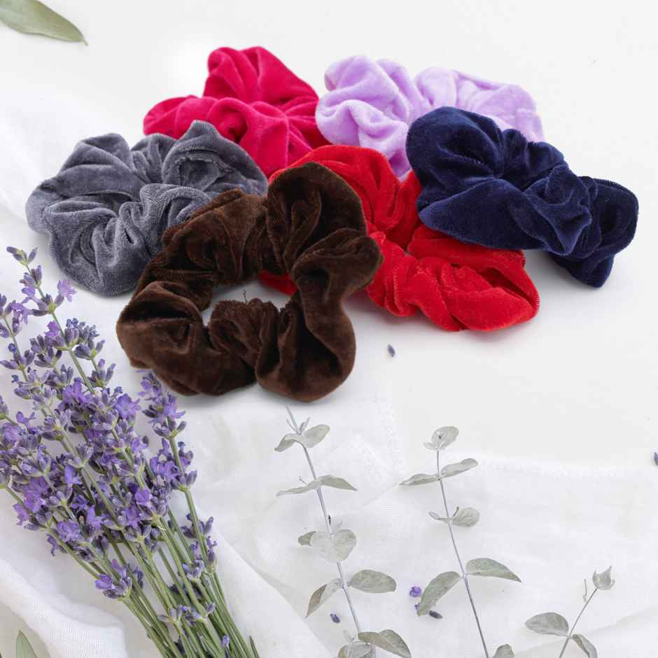 Matkooz Velvet Plain Scrunchies (Brown Grey Navy Blue Hot Pink Lavender Red)