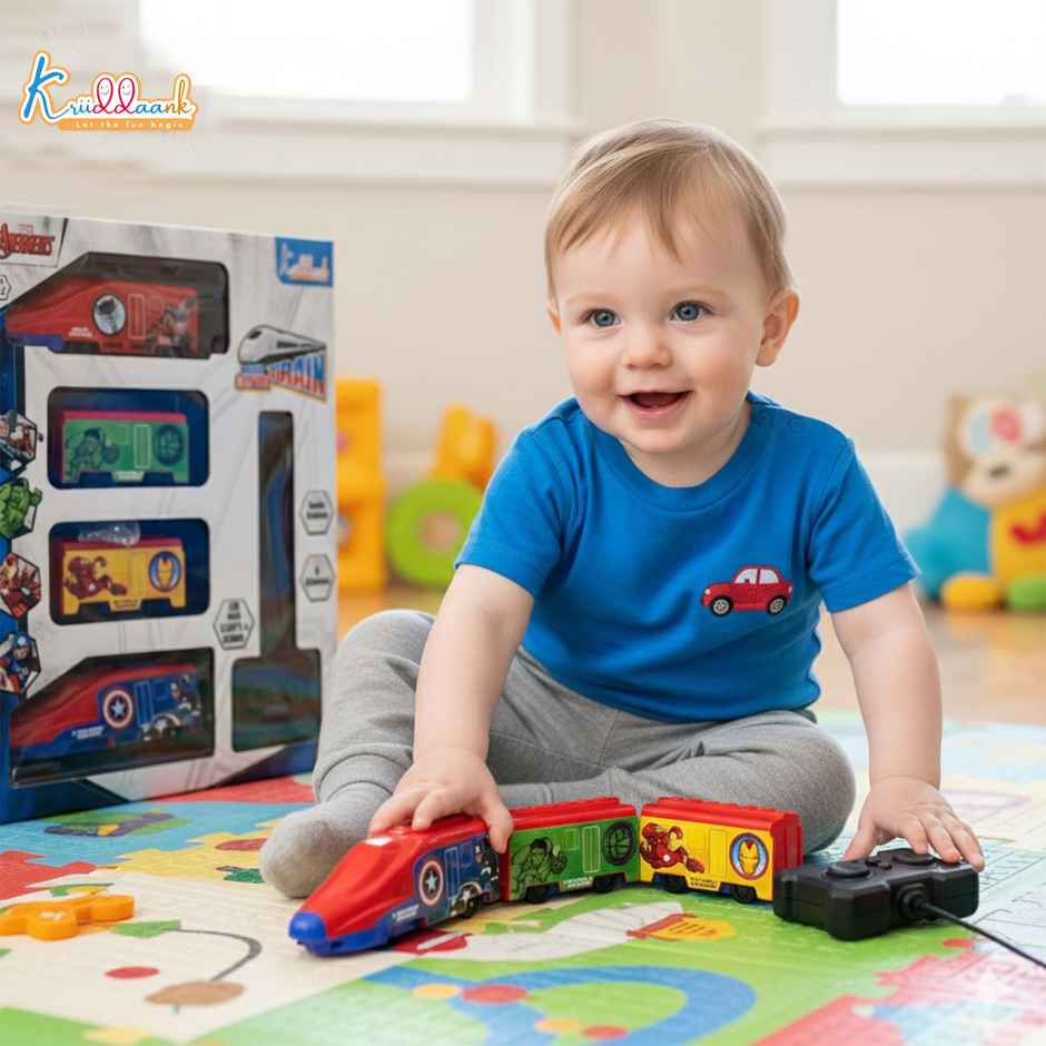 Kriiddaank Marvel Avengers RC Train Toy with Remote Control, Lights and Sounds, Rechargeable EMU