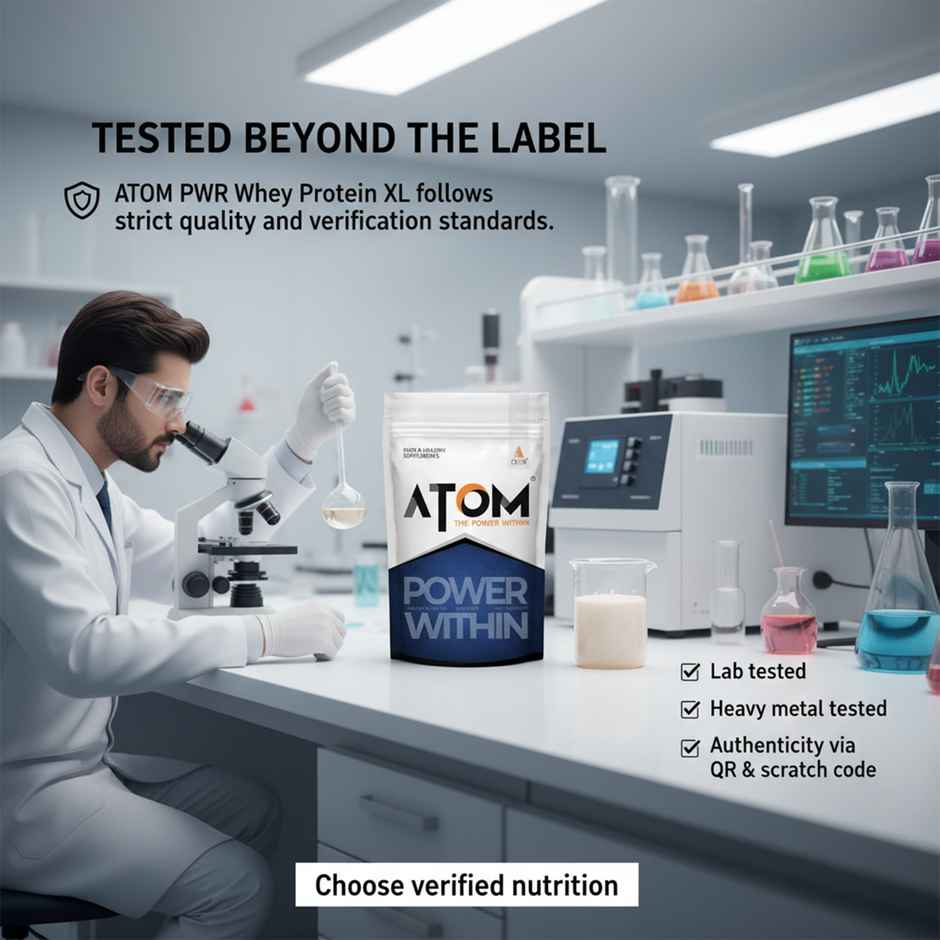 AS-IT-IS ATOM PWR Whey XL Protein Powder with DigeZyme 1kg | Double Rich Chocolate