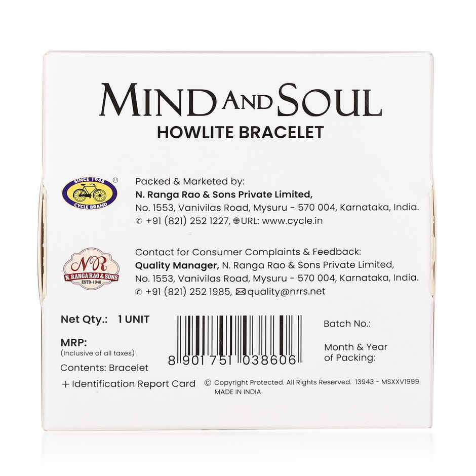 Mind and Soul Howlite Bracelet for Calmness & Better Sleep | Natural Gemstones | Pack of 1 | Cycle