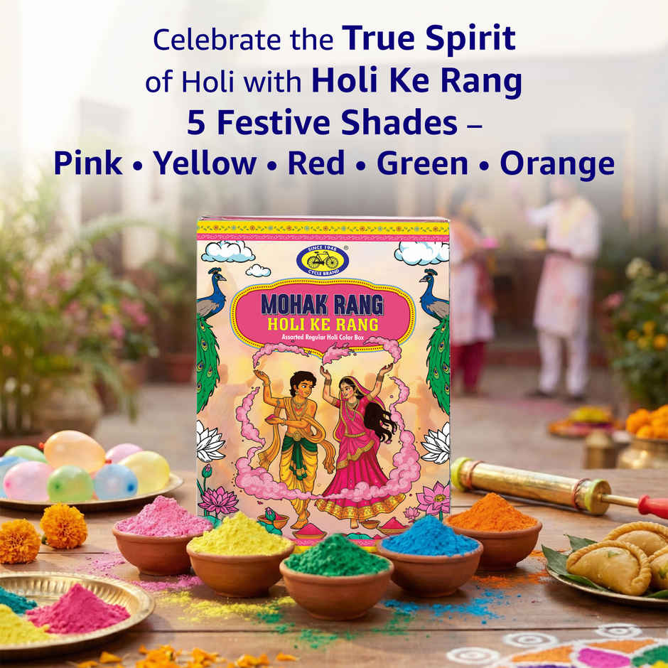 Mohak Rang Holi Ke Rang Assorted Regular Holi Colour Box | 5 x 75 g | Cycle