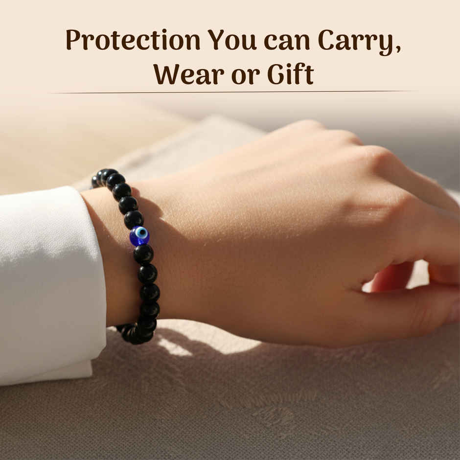 Cycle Pure Om Shanthi Blue Quartz Evil Eye Bracelet Protection From Negativity