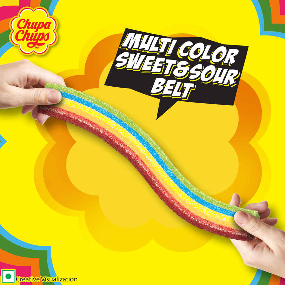 Chupa Chups Sour Belt Mixed Fruit Soft and Chewy Toffee