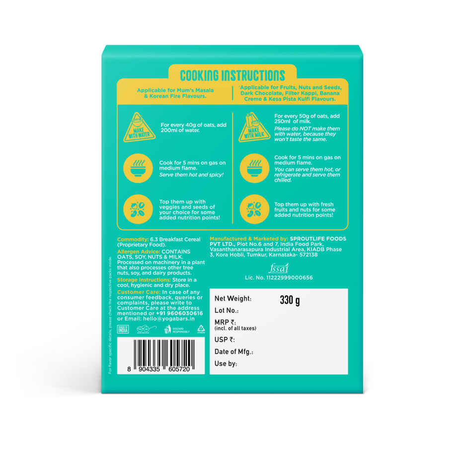 Yogabar 26 g High Protein Oats Variety | Pack of 7