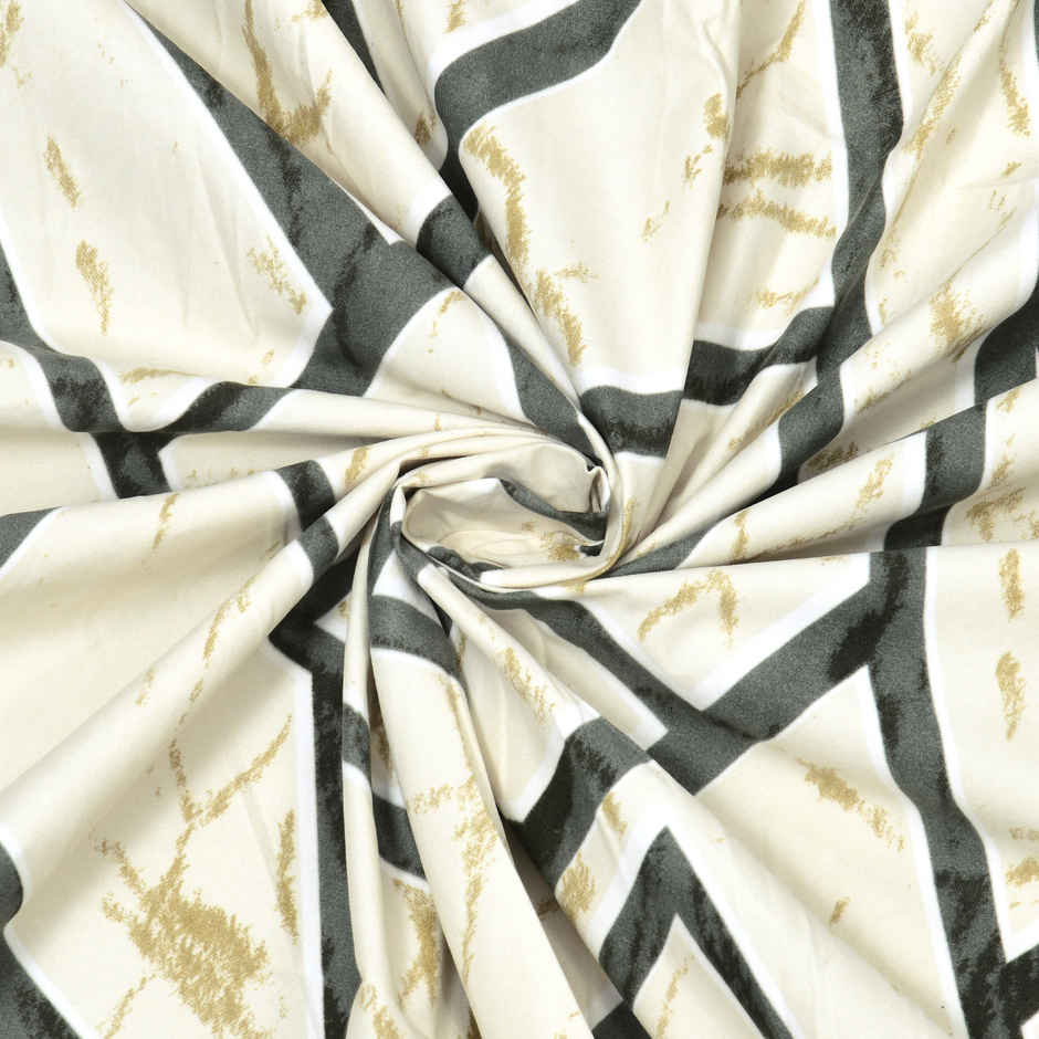 DREAM WEAVERZ Elastic Fitted Double Bedsheet | 2 Frill Pillow Covers | Polycotton | Cream Yellow
