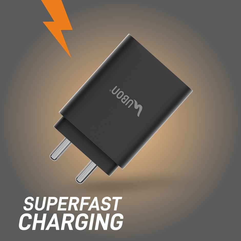 UBON CH33 45W PD with Type C Port Wall Charger, PD Technology, Supports MacBook, Type-C Laptops, iPhone, Samsung, OnePlus etc - Black