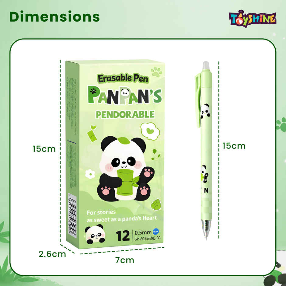 Toyshine Panda Theme Retractable Erasable Gel Pen 0.5mm | Blue Ink