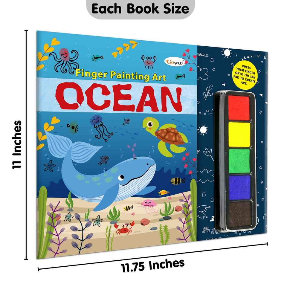 Ocean - Fingerpainting & Colouring Art - Coloring Activity Book- for Ages 4-9 | Thumbprint Art Book