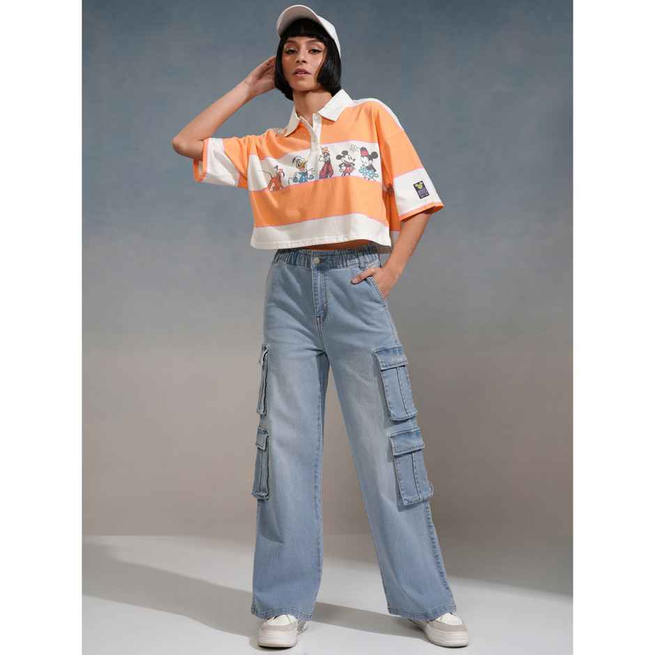 Tokyo Talkies Women's Straight Fit Cargo Jeans | Blue - 34