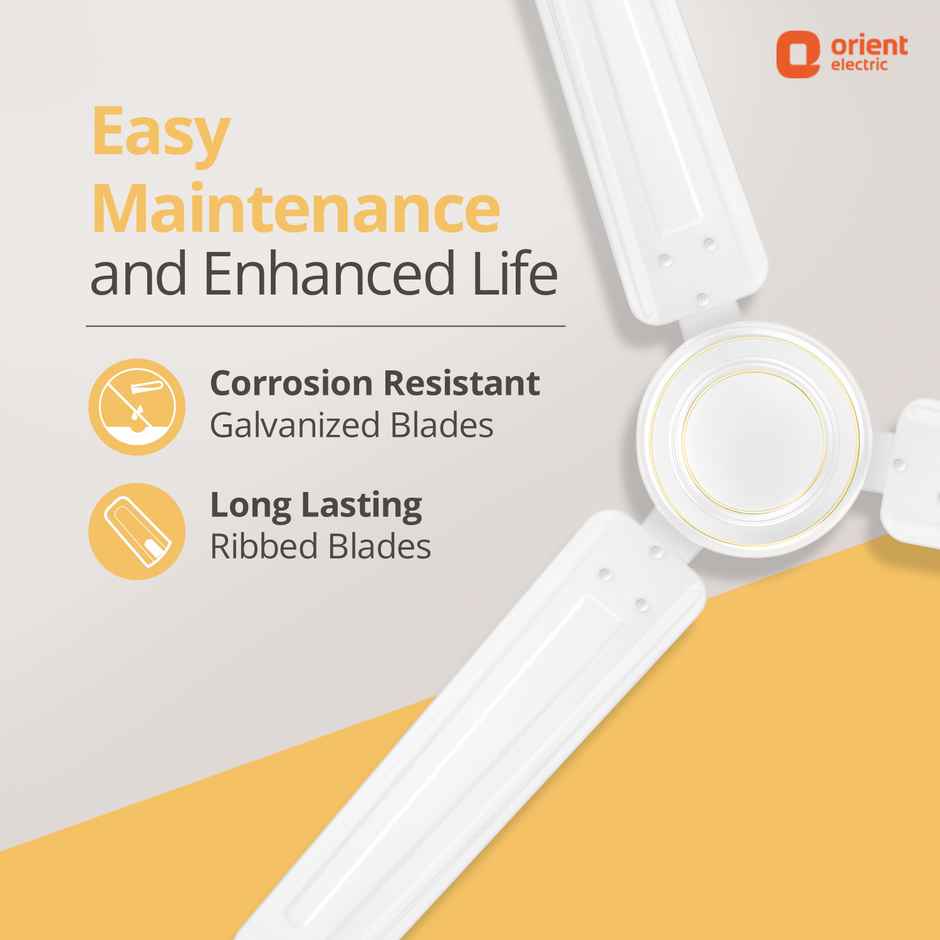 Orient Electric Apex-FX Ceiling Fan, 50 Watts, 1200mm/48 Inches, Efficient Fan| Rust Resistant | Strong and Powerful Motor - White