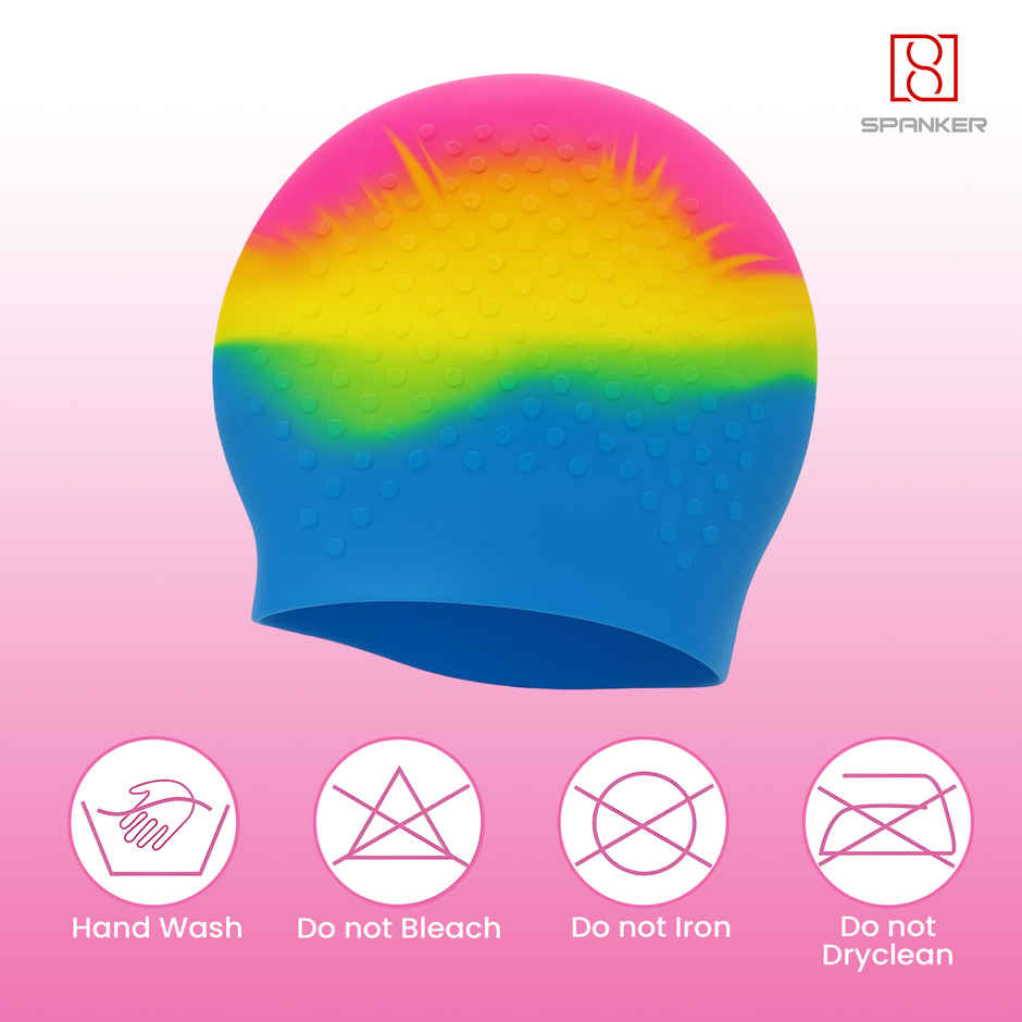Spanker Sports Bubble Swimming Cap for Girls, Stretchable Swim Cap Kids