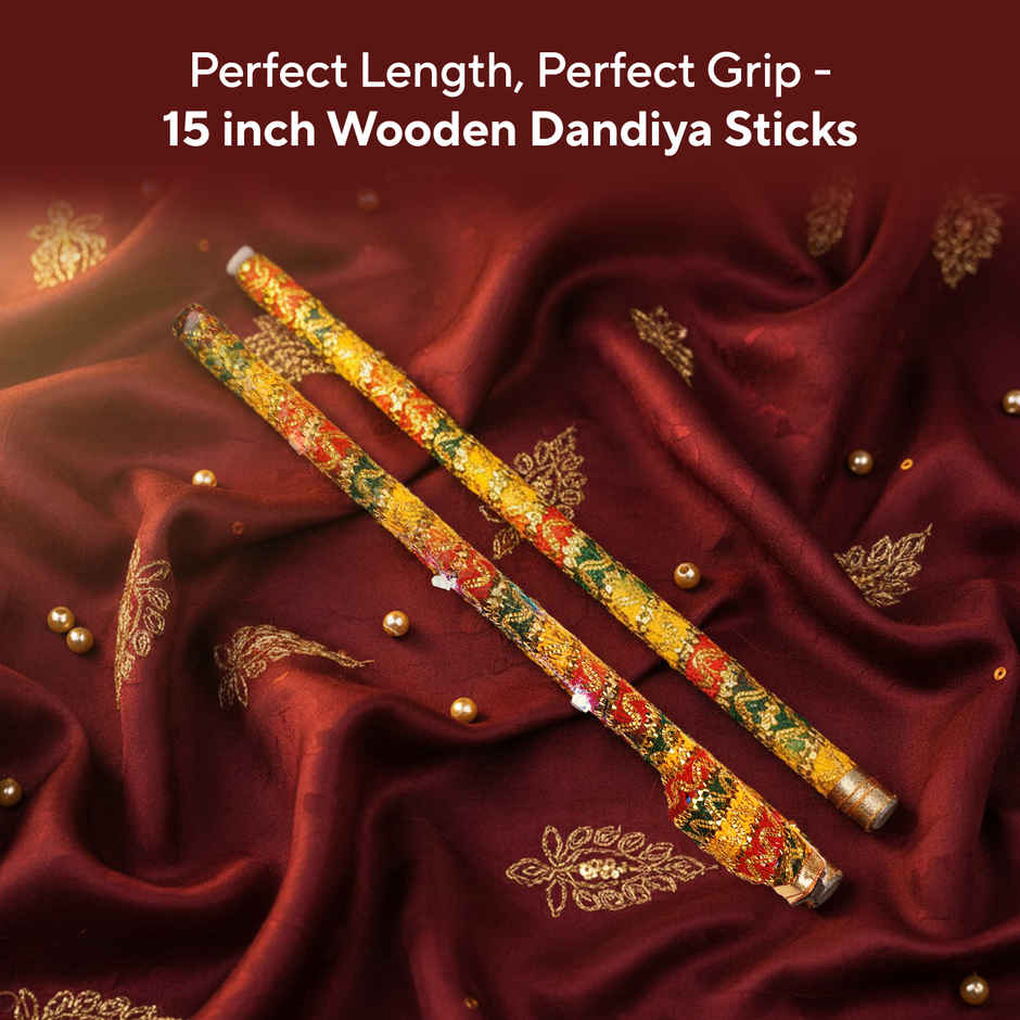 Navratri Wooden LED Dandiya Sticks | Traditional Garba Dandia Sticks | Multicolour | Cycle Pure